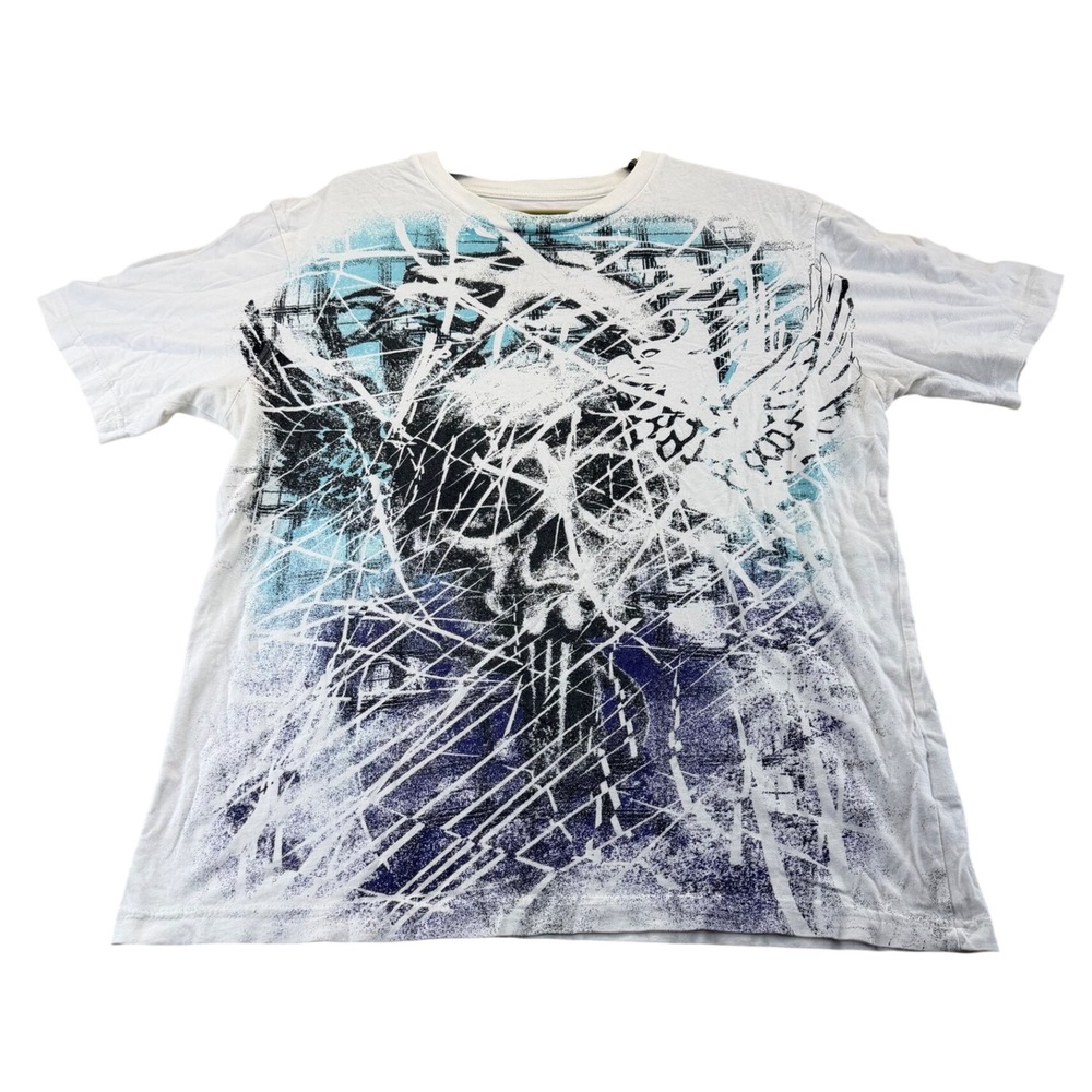 Unionbay T-Shirt Mens L White Skull Graphic Print Streetwear Y2K Cotton Tee